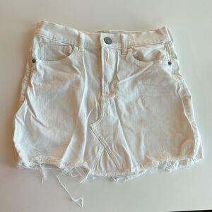 Express White Jean Raw Hem Mini Skirt | Size 0